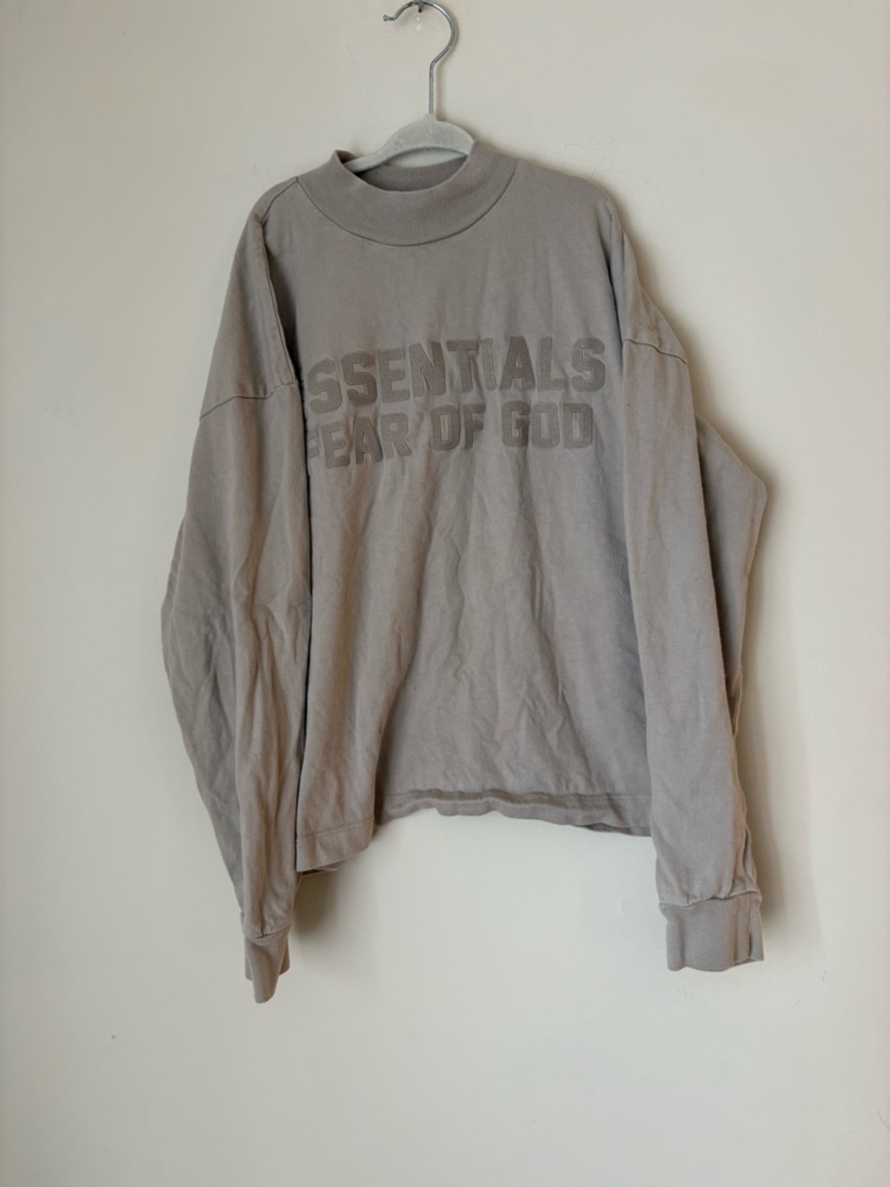 Essentials fear of godTaupe Crewneck Sweatshirt with Raised Logo boys 6/7